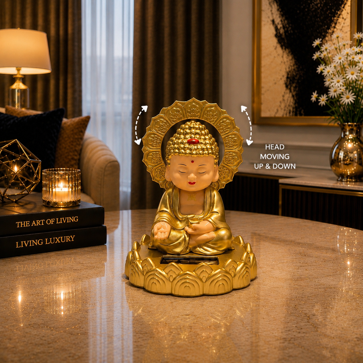 Golden Serenity Solar Buddha