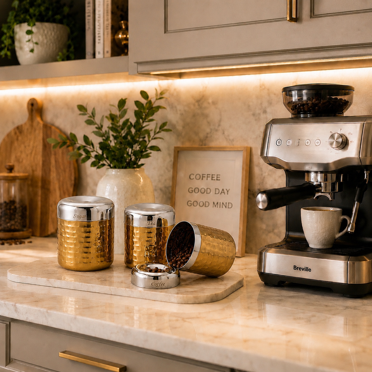 Copper Luxe Hammered Canister Set