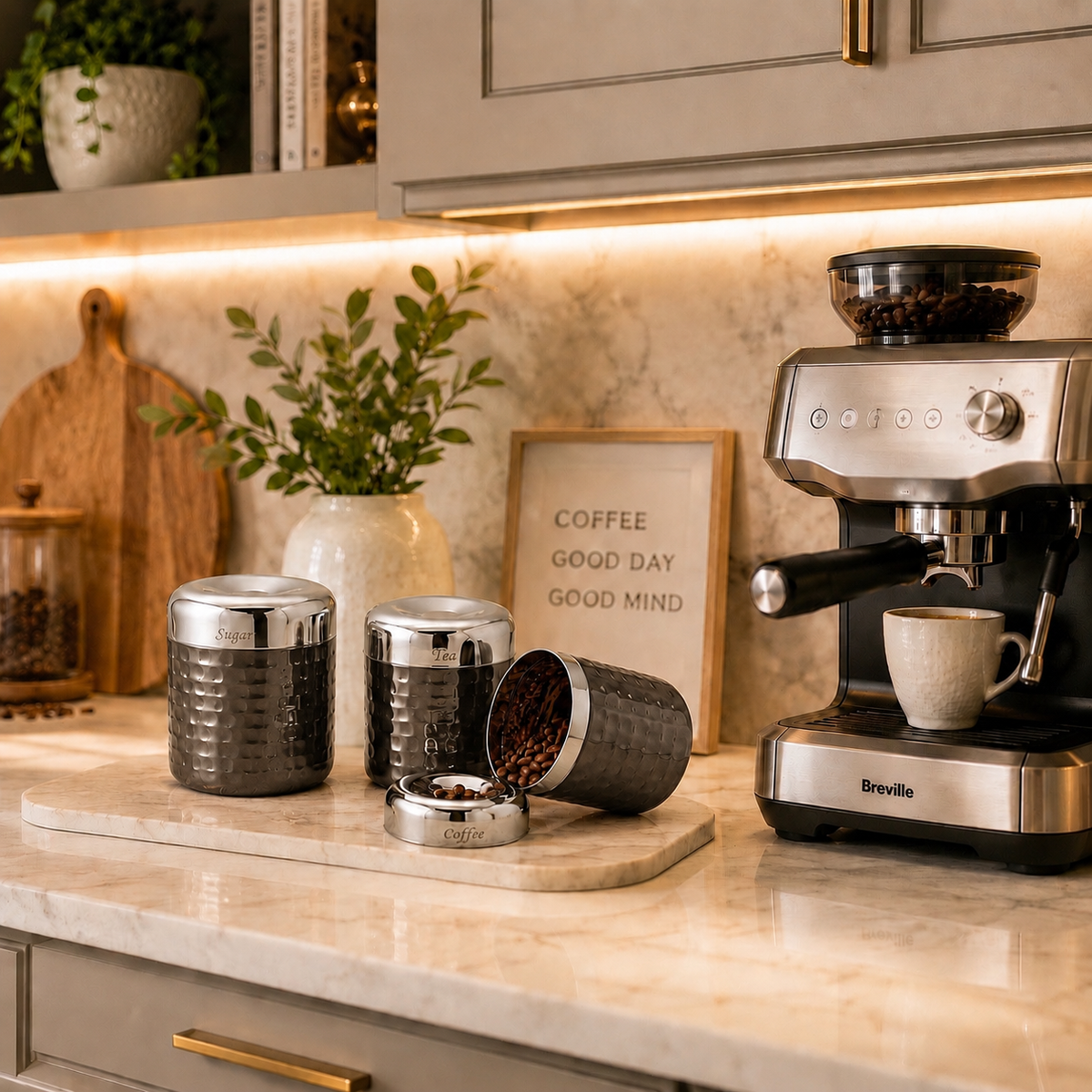 Copper Luxe Hammered Canister Set