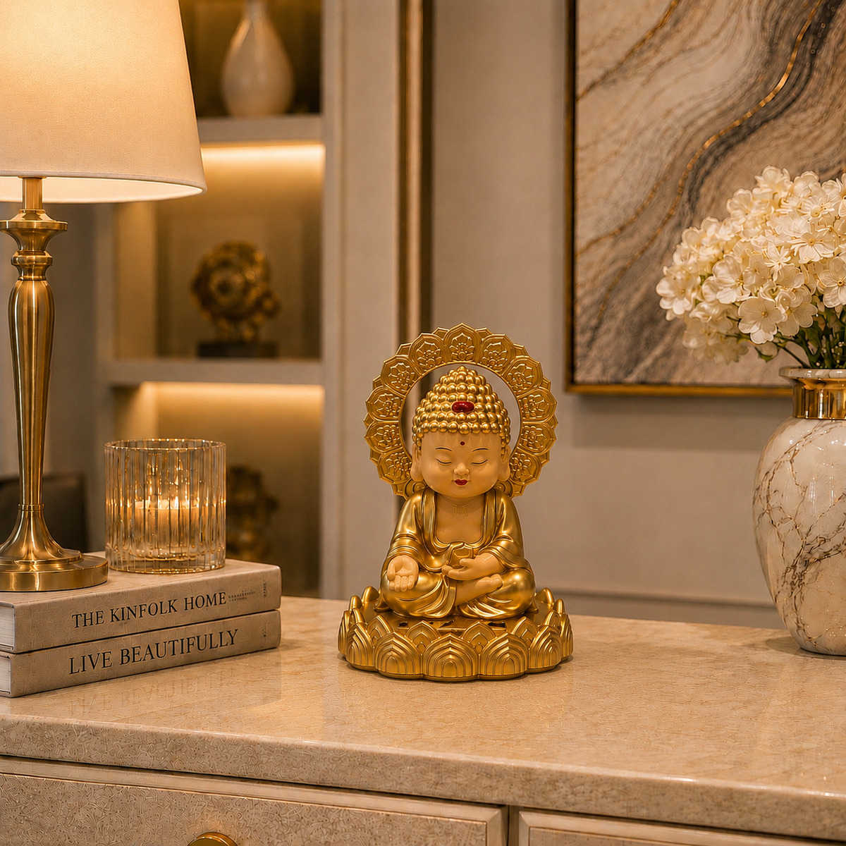 Golden Serenity Solar Buddha