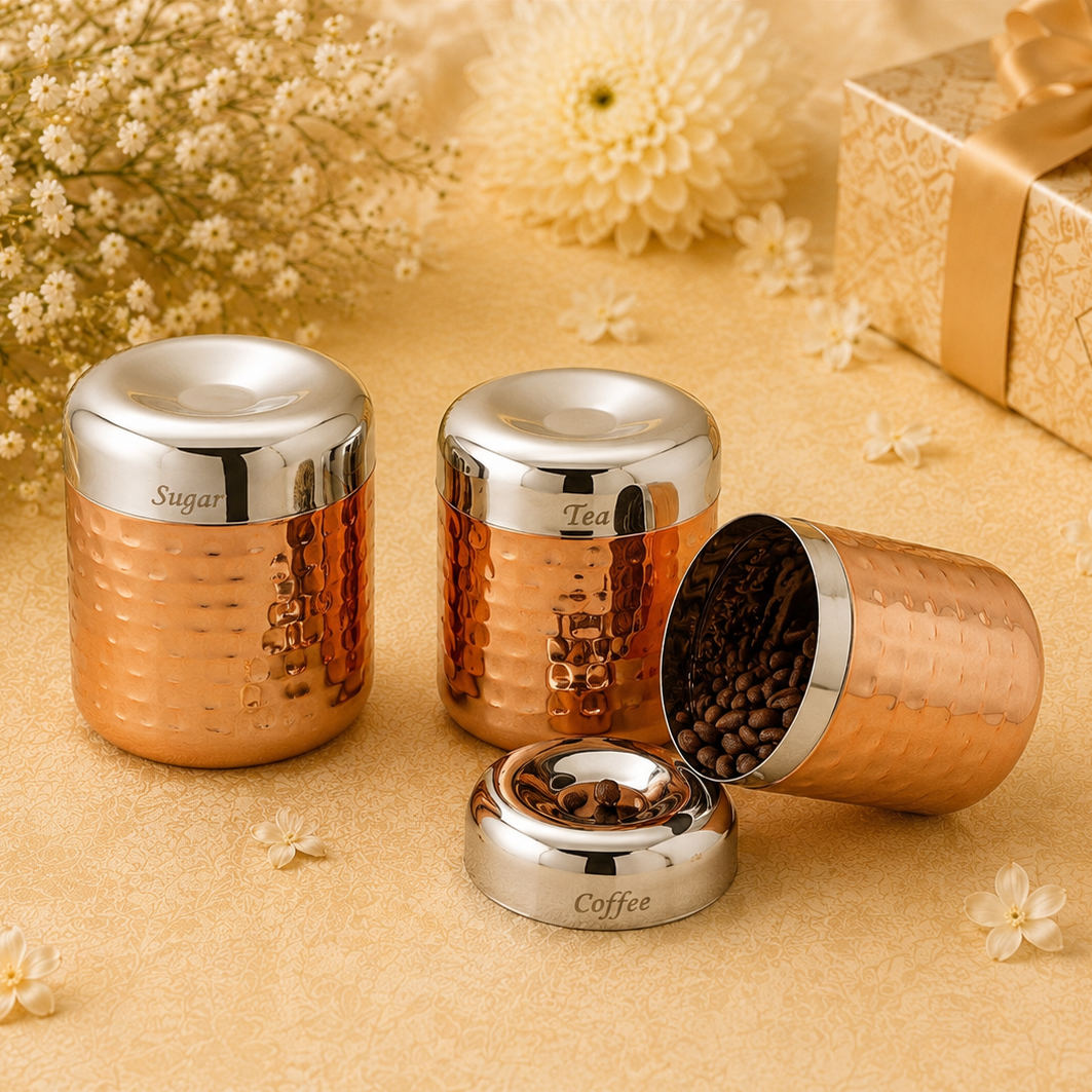 Copper Luxe Hammered Canister Set