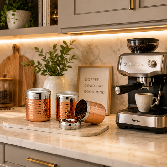 Copper Luxe Hammered Canister Set